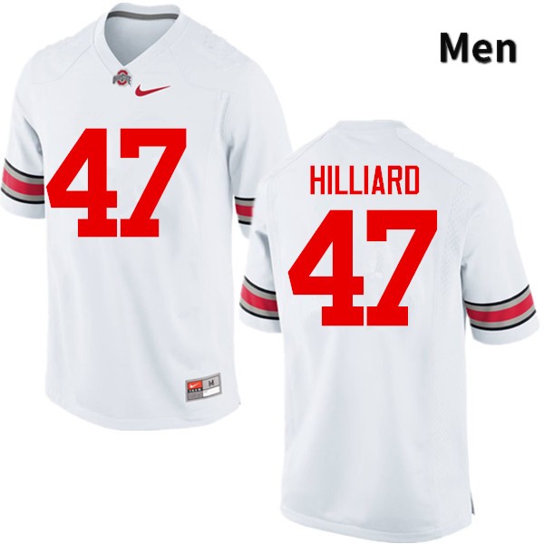 Ohio State Buckeyes Justin Hilliard Men's #47 White Game Stitched College Football Jersey